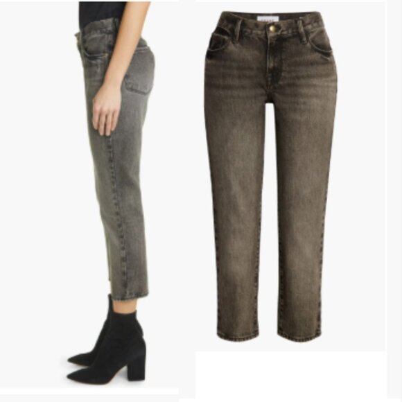 FRAME - Le Nouveau High Waist Crop Straight Leg Jeans | Size 26 | Haynes Gray - Picture 5 of 16